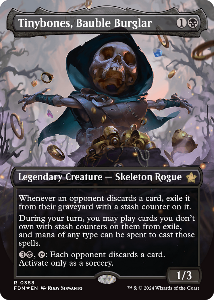 Tinybones, Bauble Burglar (Borderless) (Mana Foil) [Foundations] | Grognard Games