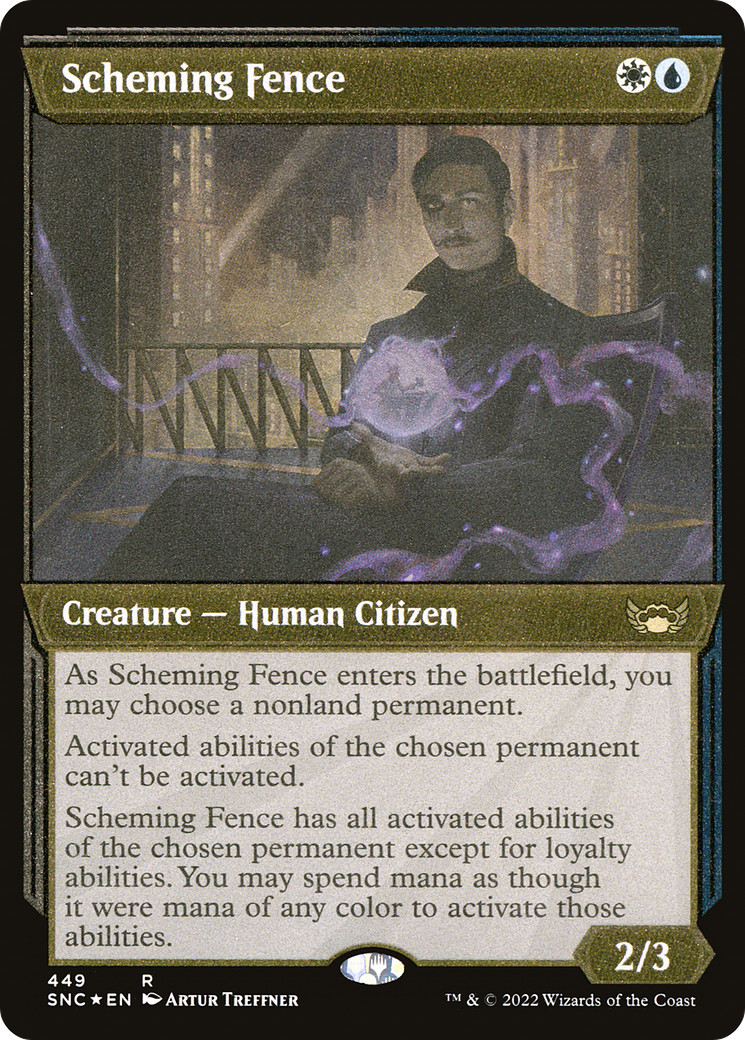 Scheming Fence (Showcase Art Deco Foil Etched) [Streets of New Capenna] | Grognard Games