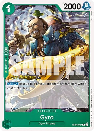 Gyro (OP06-027) - Wings of the Captain Pre-Release Cards | Grognard Games