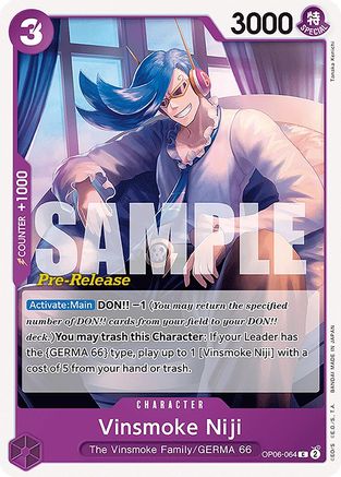 Vinsmoke Niji (064) (OP06-064) - Wings of the Captain Pre-Release Cards | Grognard Games