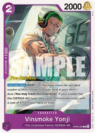 Vinsmoke Yonji (066) (OP06-066) - Wings of the Captain Pre-Release Cards | Grognard Games