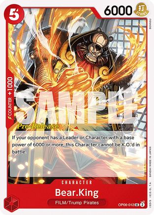 Bear.King (OP06-012) - Wings of the Captain Pre-Release Cards | Grognard Games