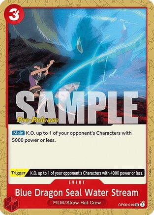 Blue Dragon Seal Water Stream (OP06-019) - Wings of the Captain Pre-Release Cards | Grognard Games