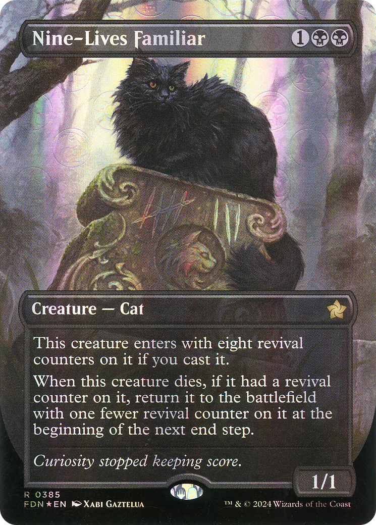 Nine-Lives Familiar (Borderless Mana Foil) [Foundations] | Grognard Games