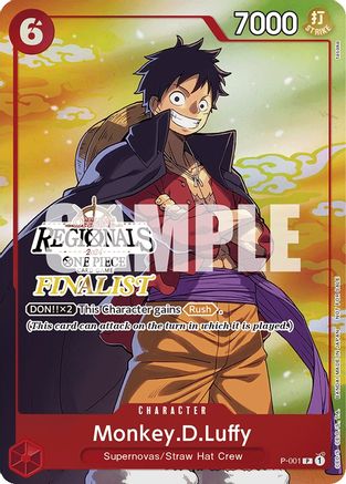 Monkey.D.Luffy (001) (Offline Regional 2024 Vol. 2) [Finalist] (P-001) - One Piece Promotion Cards Foil | Grognard Games