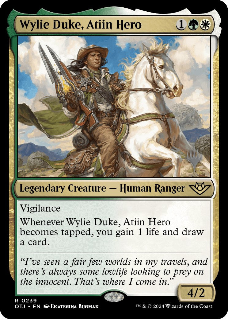 Wylie Duke, Atiin Hero (Promo Pack) [Outlaws of Thunder Junction Promos] | Grognard Games
