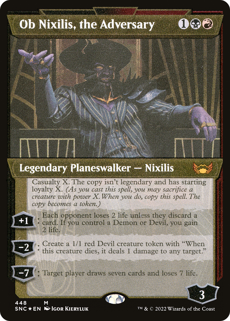 Ob Nixilis, the Adversary (Showcase Art Deco Foil Etched) [Streets of New Capenna] | Grognard Games