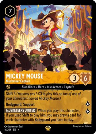 Mickey Mouse - Musketeer Captain (16/204) [Ursula's Return] | Grognard Games