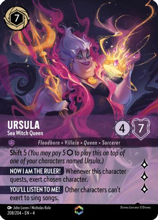 Ursula - Sea Witch Queen (Enchanted) (208/204) [Ursula's Return] | Grognard Games