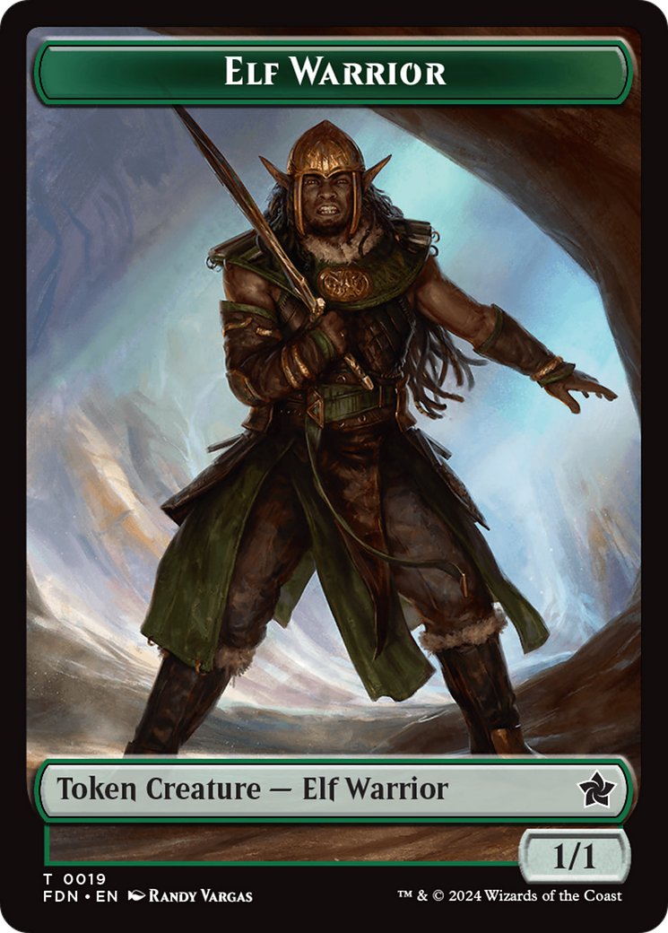 Emblem - Vivien Reid // Elf Warrior Double-Sided Token [Foundations Tokens] | Grognard Games