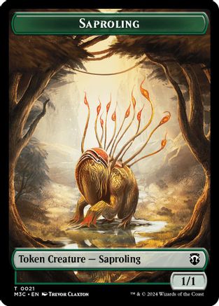 Saproling (Ripple Foil) // Emblem - Garruk, Apex Predator Double-Sided Token (M3C-21 // 27) - Modern Horizons 3 Commander Foil | Grognard Games