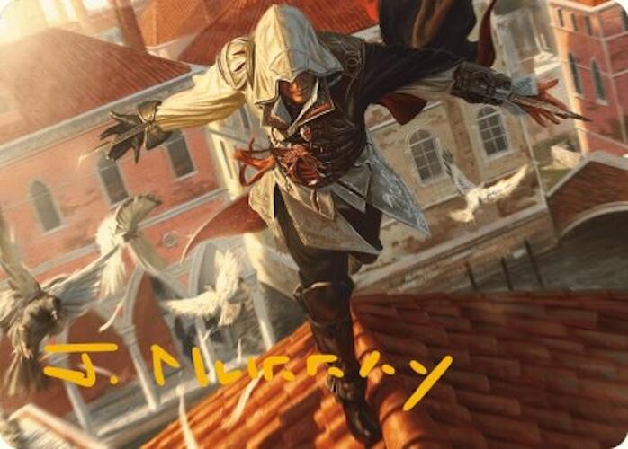 Ezio, Blade of Vengeance Art Card (Gold-Stamped Signature) [Assassin's Creed Art Series] | Grognard Games