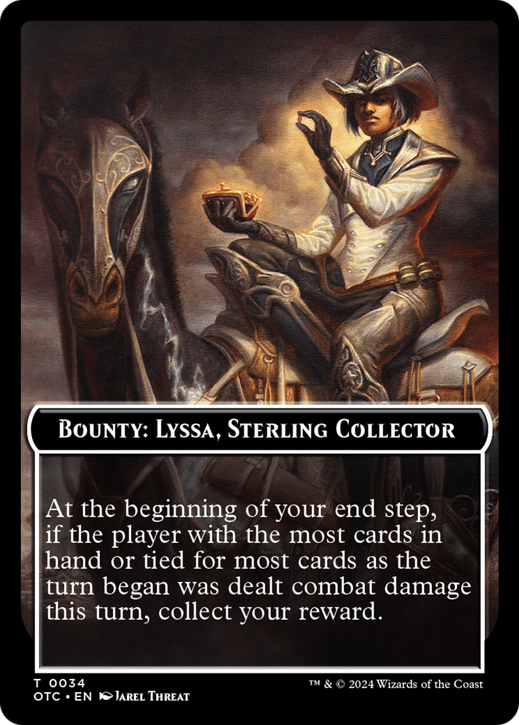 Bounty: Lyssa, Sterling Collector // Bounty Rules Double-Sided Token [Outlaws of Thunder Junction Commander Tokens] | Grognard Games