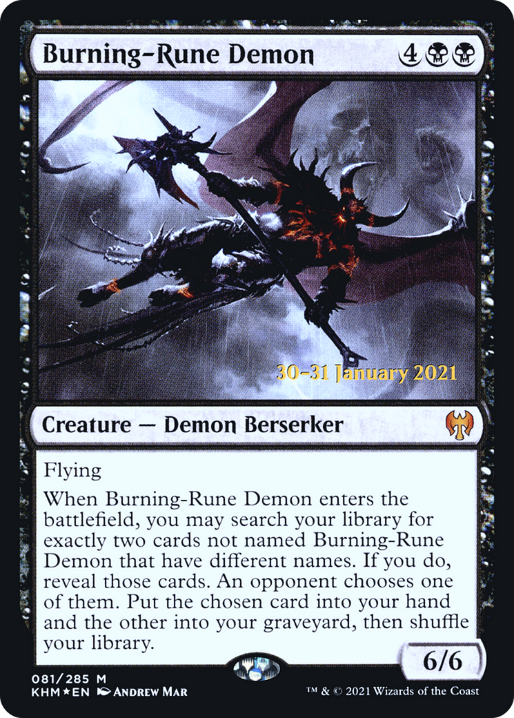 Burning-Rune Demon [Kaldheim Prerelease Promos] | Grognard Games
