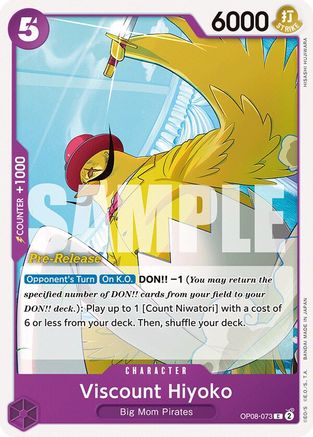 Viscount Hiyoko (OP08-073) - Two Legends Pre-Release Cards | Grognard Games