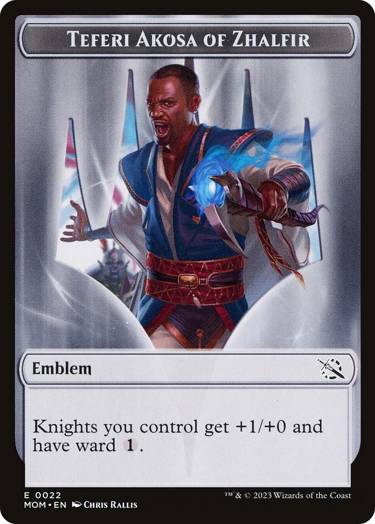 Treasure (21) // Teferi Akosa of Zhalfir Emblem Double-Sided Token [March of the Machine Tokens] | Grognard Games