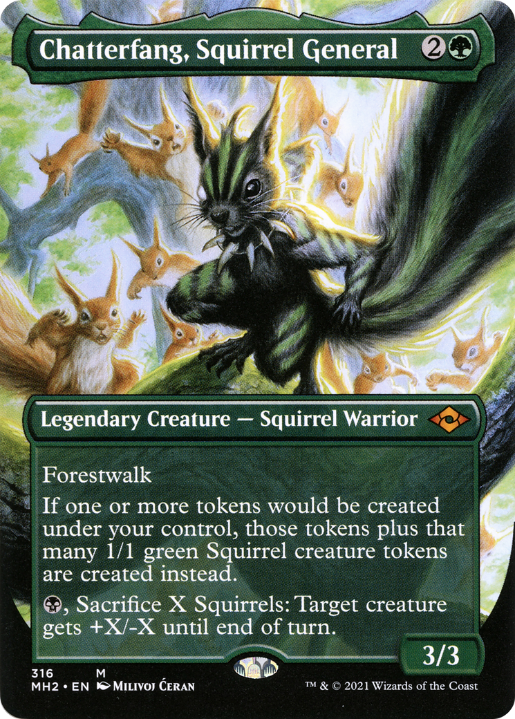 Chatterfang, Squirrel General (Borderless Alternate Art) [Modern Horizons 2] | Grognard Games