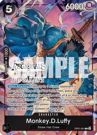 Monkey.D.Luffy (091) (Offline Regional 2024 Vol. 3) [Finalist] (OP07-091) - One Piece Promotion Cards Foil | Grognard Games