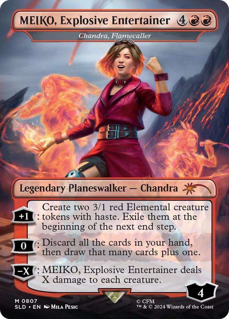 MEIKO, Explosive Entertainer - Chandra, Flamecaller (Rainbow Foil) [Secret Lair Drop Series] | Grognard Games