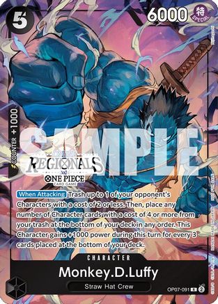 Monkey.D.Luffy (091) (Online Regional 2024 Vol. 3) (OP07-091) - One Piece Promotion Cards | Grognard Games