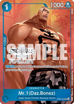 Mr.1 (Daz.Bonez) (Online Regional 2024 Vol. 3) [Finalist] (OP02-063) - One Piece Promotion Cards Foil | Grognard Games