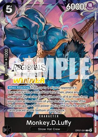 Monkey.D.Luffy (091) (Offline Regional 2024 Vol. 3) [Winner] (OP07-091) - One Piece Promotion Cards Foil | Grognard Games
