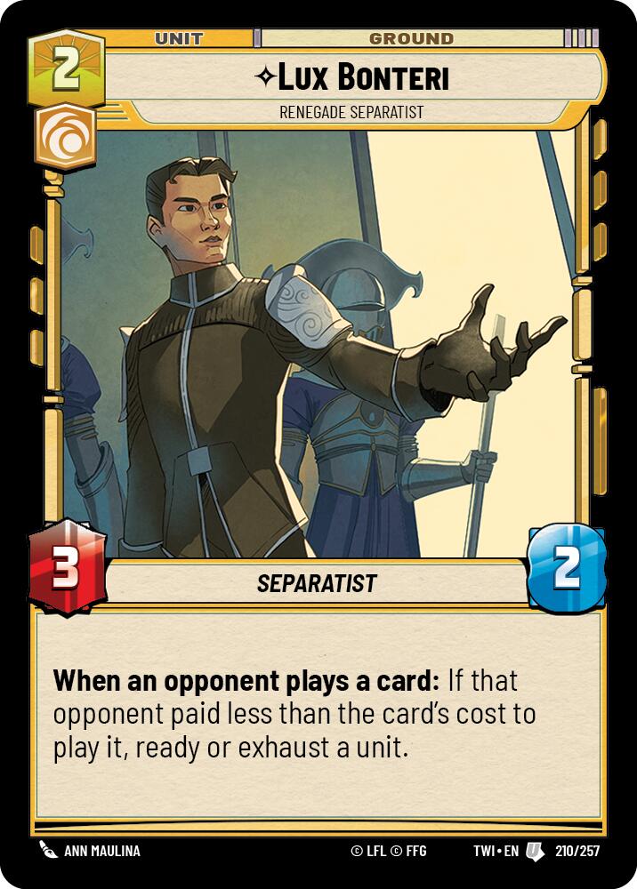 Lux Bonteri - Renegade Separatist (210/257) [Twilight of the Republic] | Grognard Games