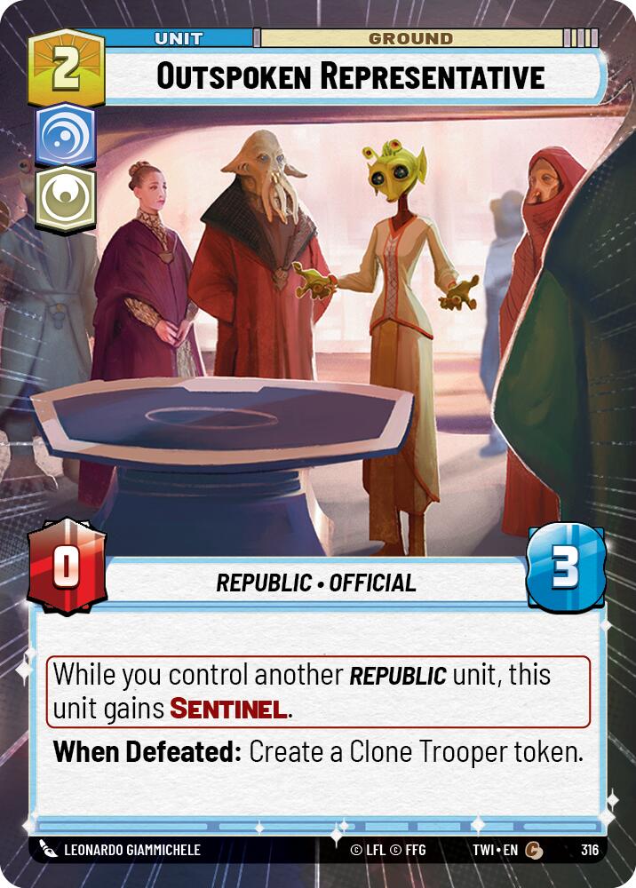 Outspoken Representative (Hyperspace) (316) [Twilight of the Republic] | Grognard Games
