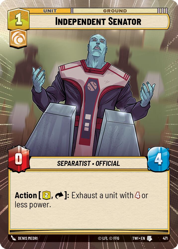 Independent Senator (Hyperspace) (471) [Twilight of the Republic] | Grognard Games