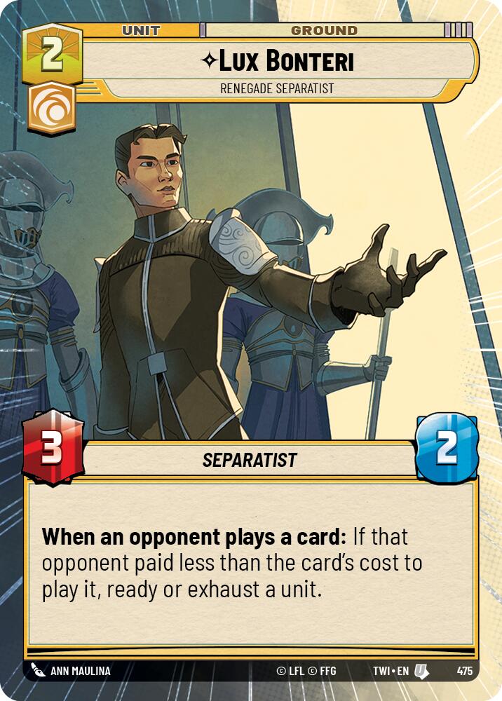 Lux Bonteri - Renegade Separatist (Hyperspace) (475) [Twilight of the Republic] | Grognard Games