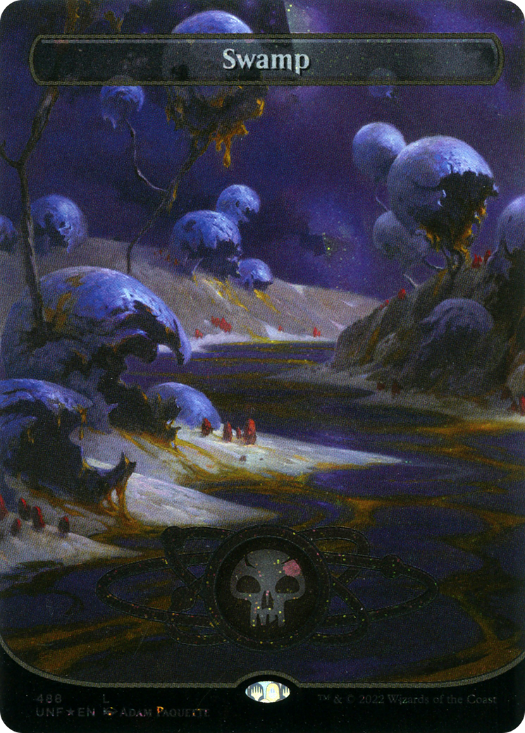 Swamp (488) (Planetary Space-ic Land) (Galaxy Foil) [Unfinity] | Grognard Games