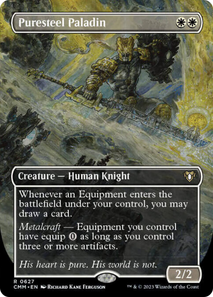 Puresteel Paladin (Borderless Alternate Art) [Commander Masters] | Grognard Games