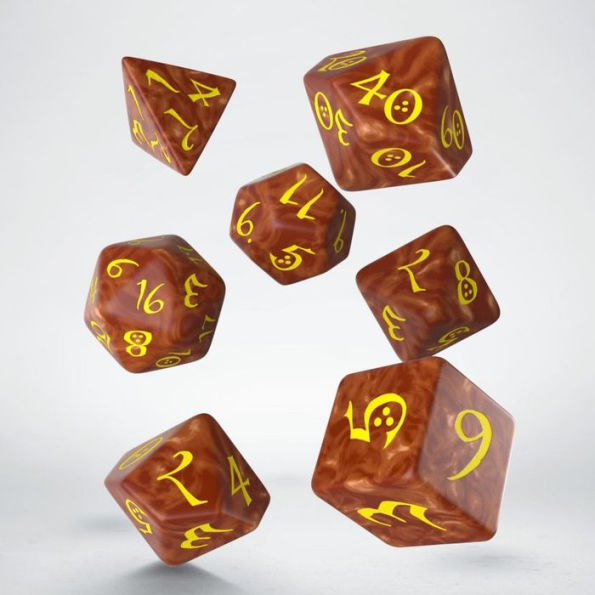 Q Workshop Classic RPG Dice Set - Caramel & yellow | Grognard Games