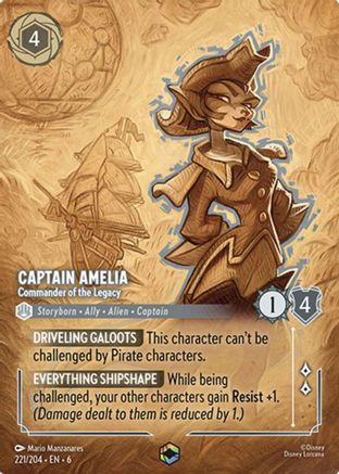 Captain Amelia - Commander of the Legacy (Enchanted) (221/204) [Azurite Sea] | Grognard Games
