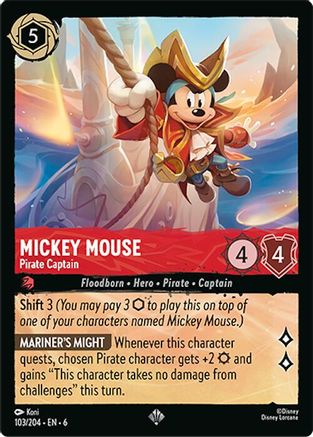 Mickey Mouse - Pirate Captain (103/204) [Azurite Sea] | Grognard Games