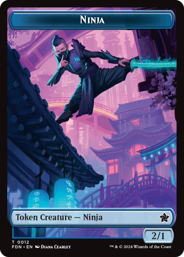 Emblem - Kaito, Cunning Infiltrator // Ninja Doubled-Sided Token [Foundations Tokens] | Grognard Games