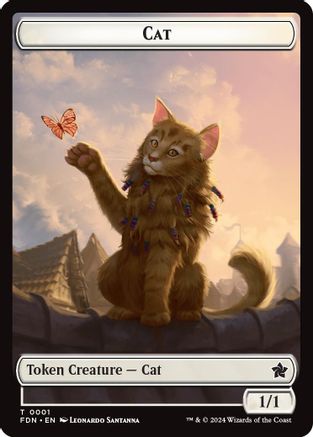 Cat (0001) // Cat (0002) Doubled-Sided Token (FDN-1 // 2) - Foundations | Grognard Games