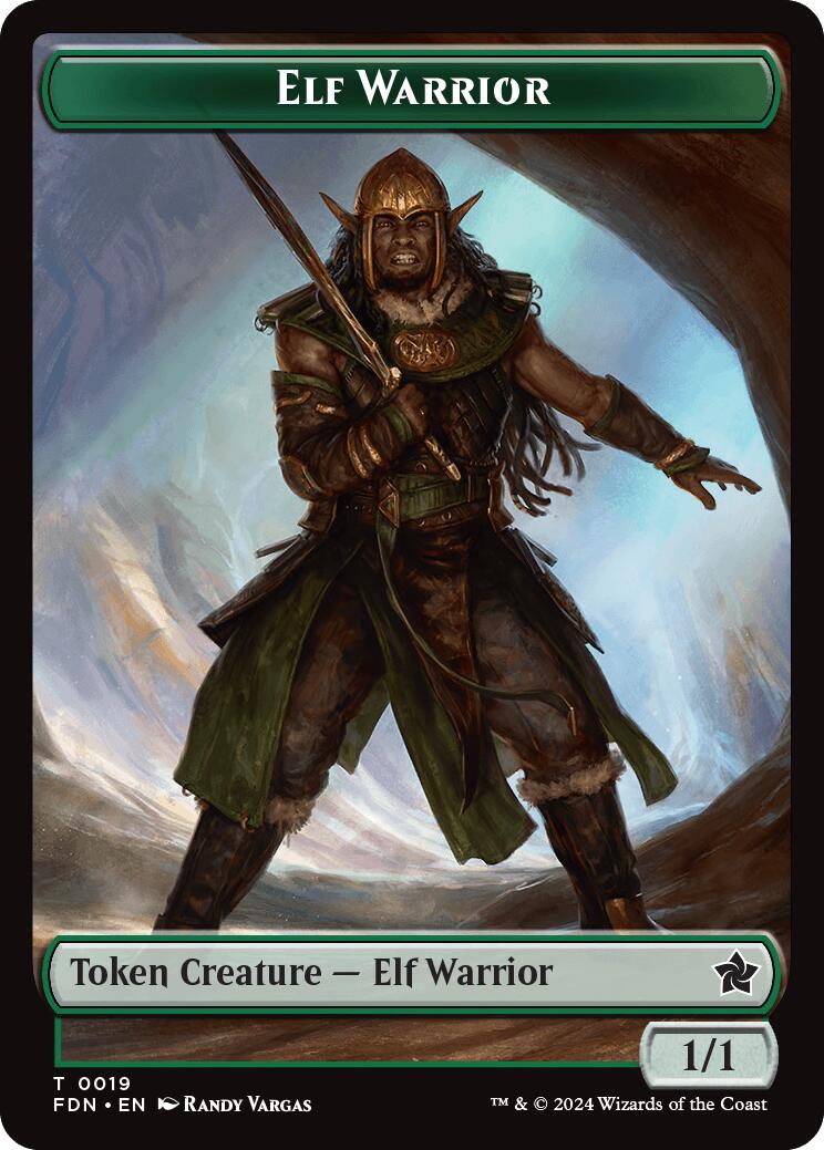 Elf Warrior // Raccoon Doubled-Sided Token [Foundations Tokens] | Grognard Games