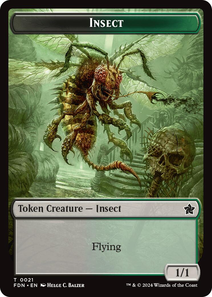 Zombie // Insect Doubled-Sided Token [Foundations Tokens] | Grognard Games