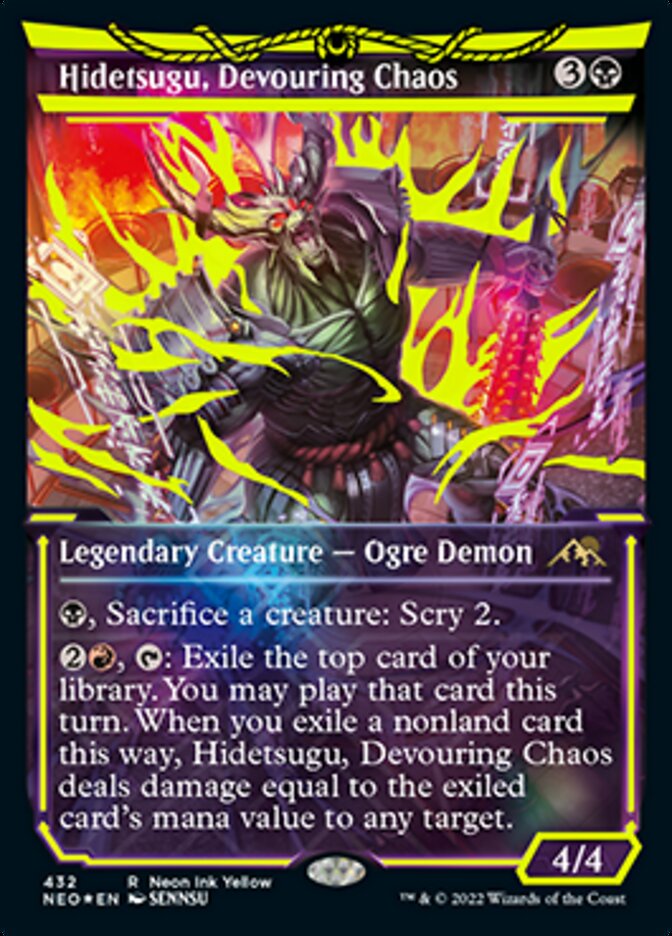 Hidetsugu, Devouring Chaos (Neon Ink Yellow) [Kamigawa: Neon Dynasty] | Grognard Games