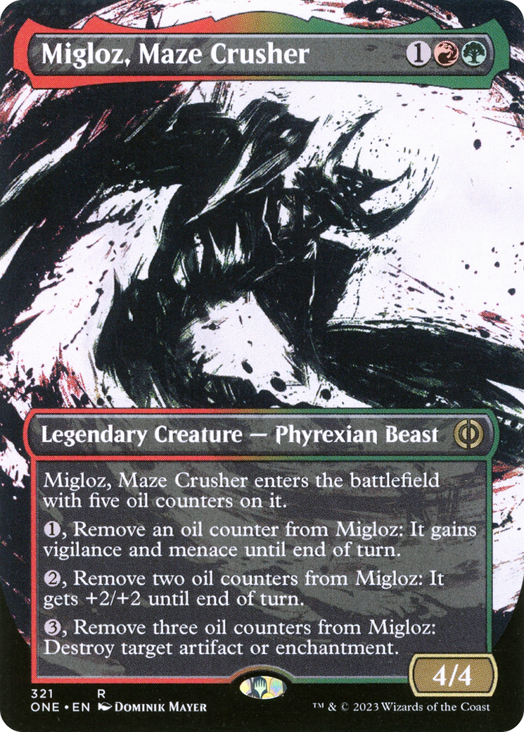 Migloz, Maze Crusher (Borderless Ichor) [Phyrexia: All Will Be One] | Grognard Games