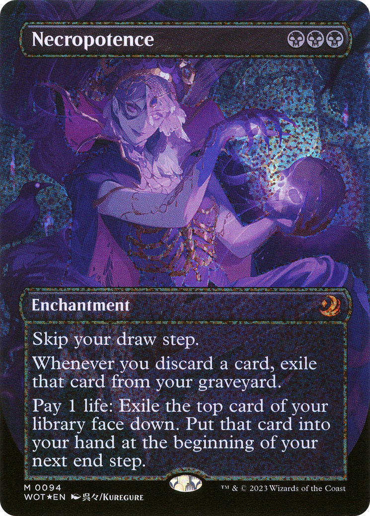 Necropotence (Anime Borderless) (Confetti Foil) [Wilds of Eldraine: Enchanting Tales] | Grognard Games
