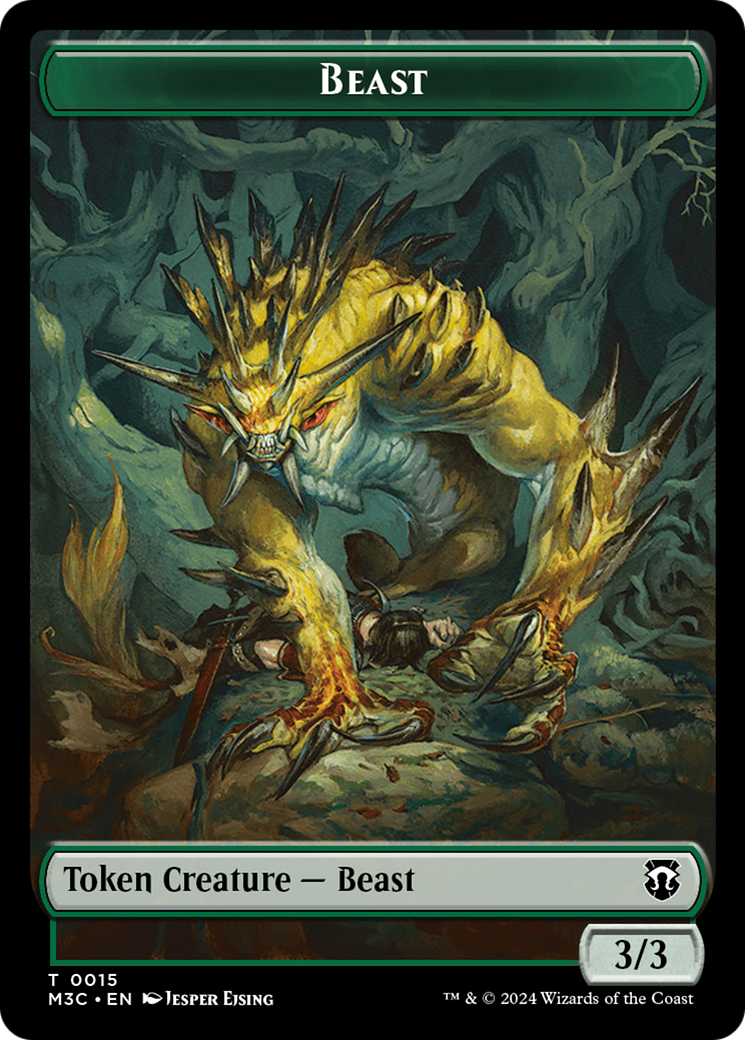 Beast (0015) (Ripple Foil) // Insect (0025) Double-Sided Token [Modern Horizons 3 Commander Tokens] | Grognard Games