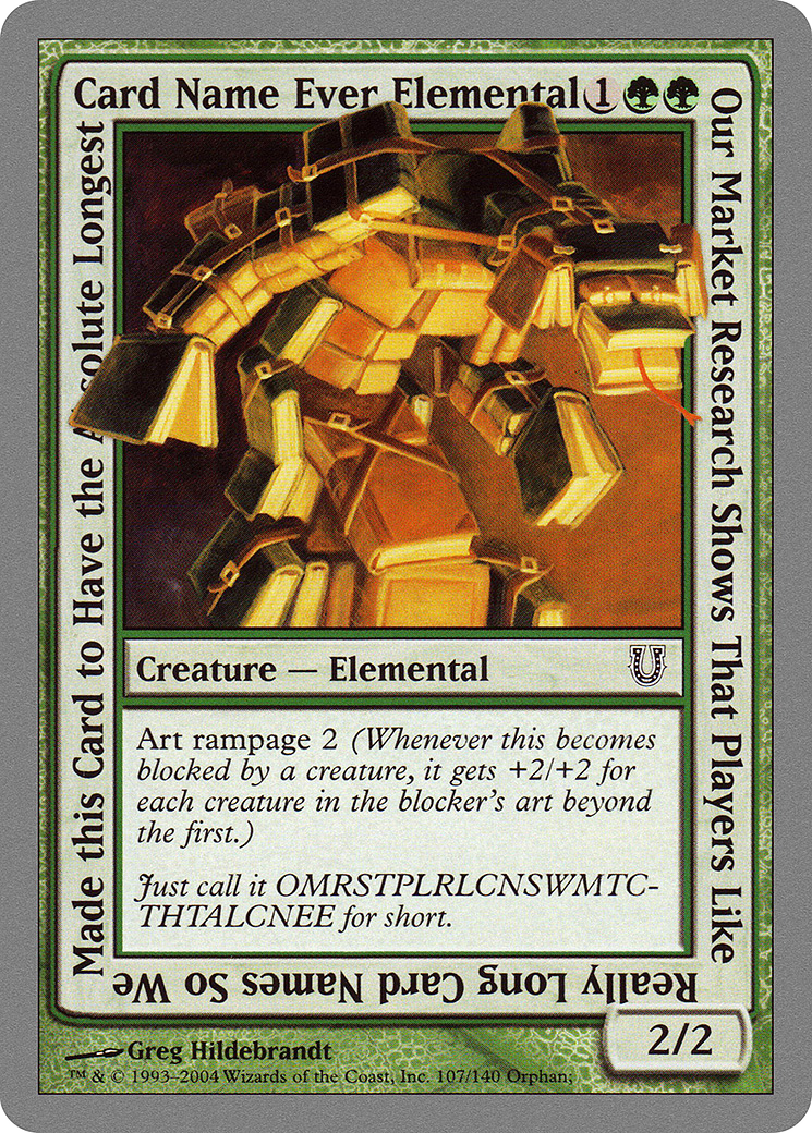 Our Market Research Shows That Players Like Really Long Card Names So We Made this Card to Have the Absolute Longest Card Name Ever Elemental [Unhinged] | Grognard Games