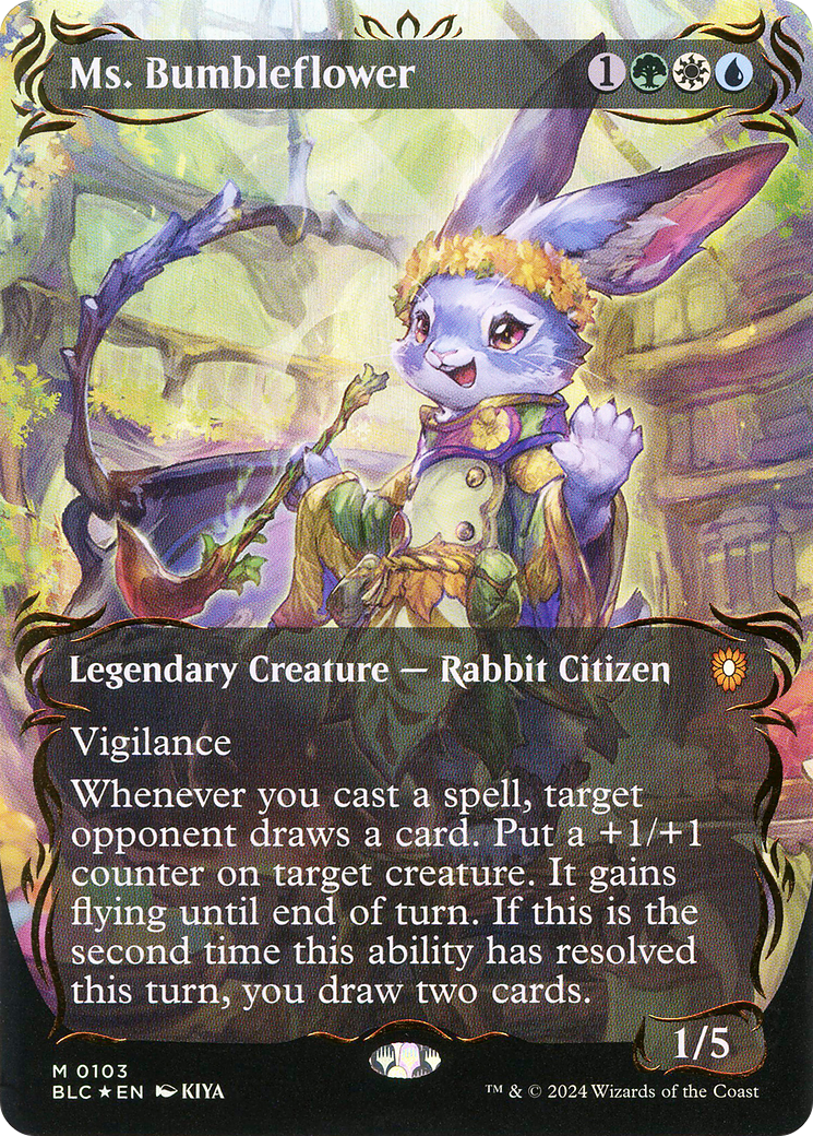 Ms. Bumbleflower (Borderless) (Raised Foil) [Bloomburrow Commander] | Grognard Games