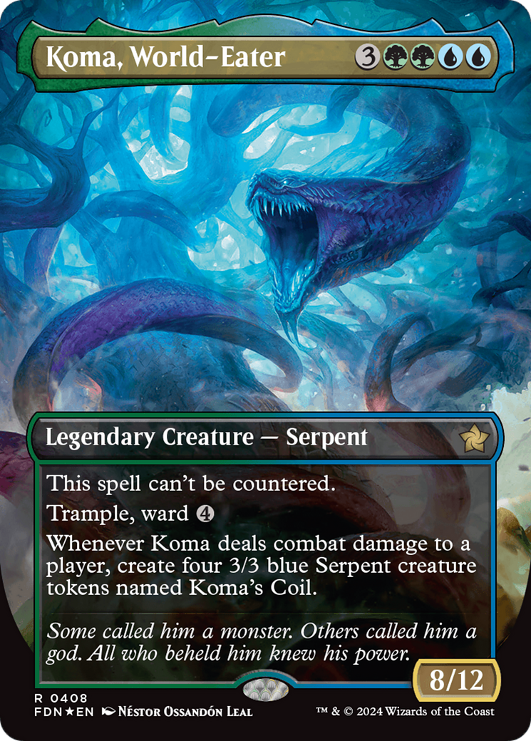 Koma, World-Eater (Borderless) (Mana Foil) [Foundations] | Grognard Games