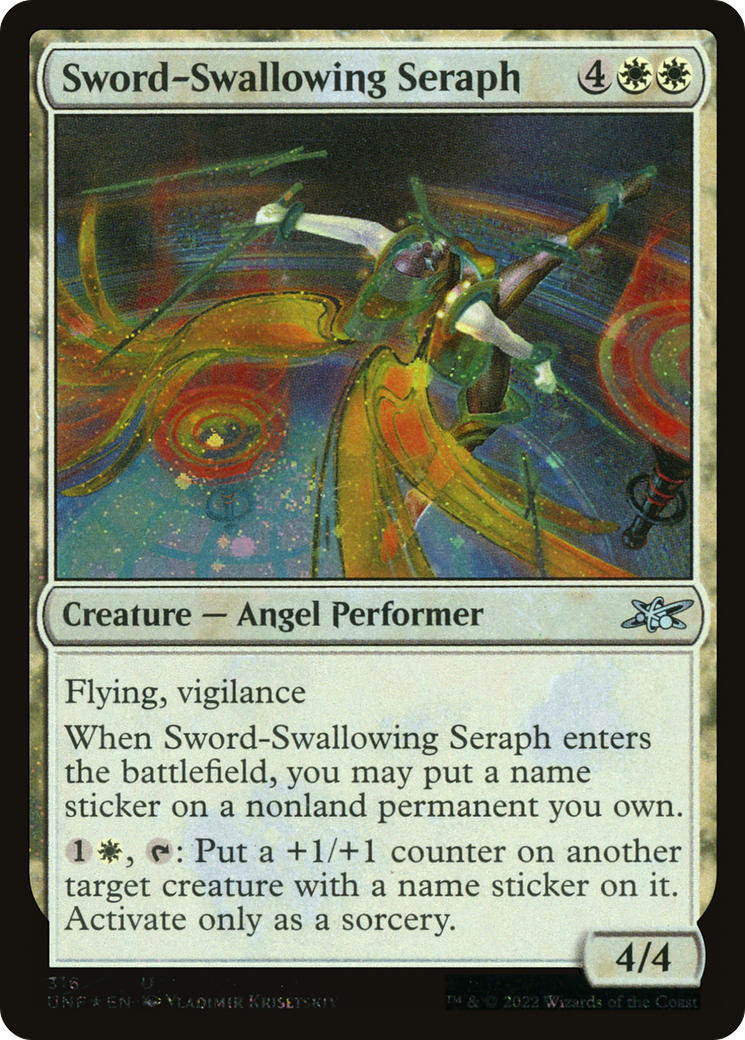 Sword-Swallowing Seraph (Galaxy Foil) [Unfinity] | Grognard Games