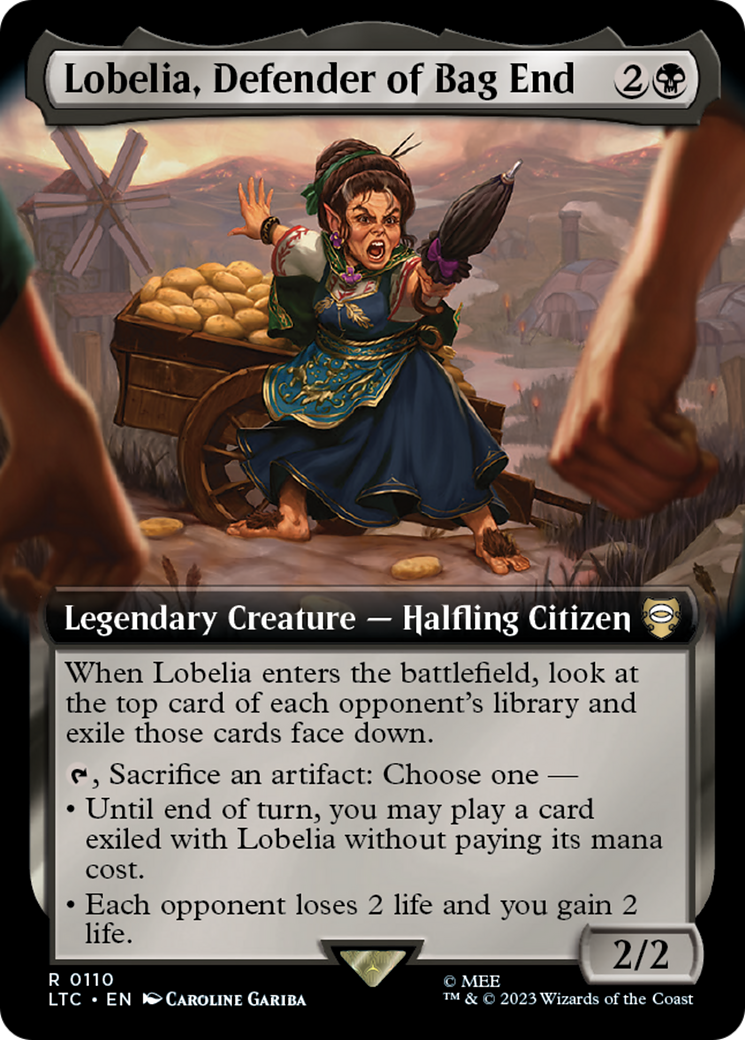 Lobelia, Defender of Bag End (Extended Art) [The Lord of the Rings: Tales of Middle-Earth Commander] | Grognard Games