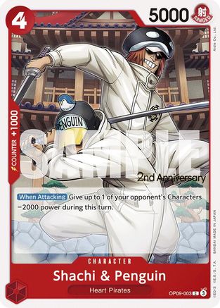Shachi & Penguin (OP09-003) - Emperors in the New World: 2nd Anniversary Tournament Cards | Grognard Games