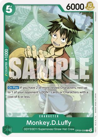 Monkey.D.Luffy (036) (OP09-036) - Emperors in the New World: 2nd Anniversary Tournament Cards | Grognard Games
